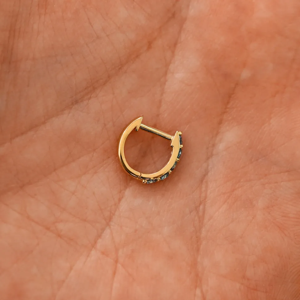 Light Blue Lab Diamond Huggie Hoop