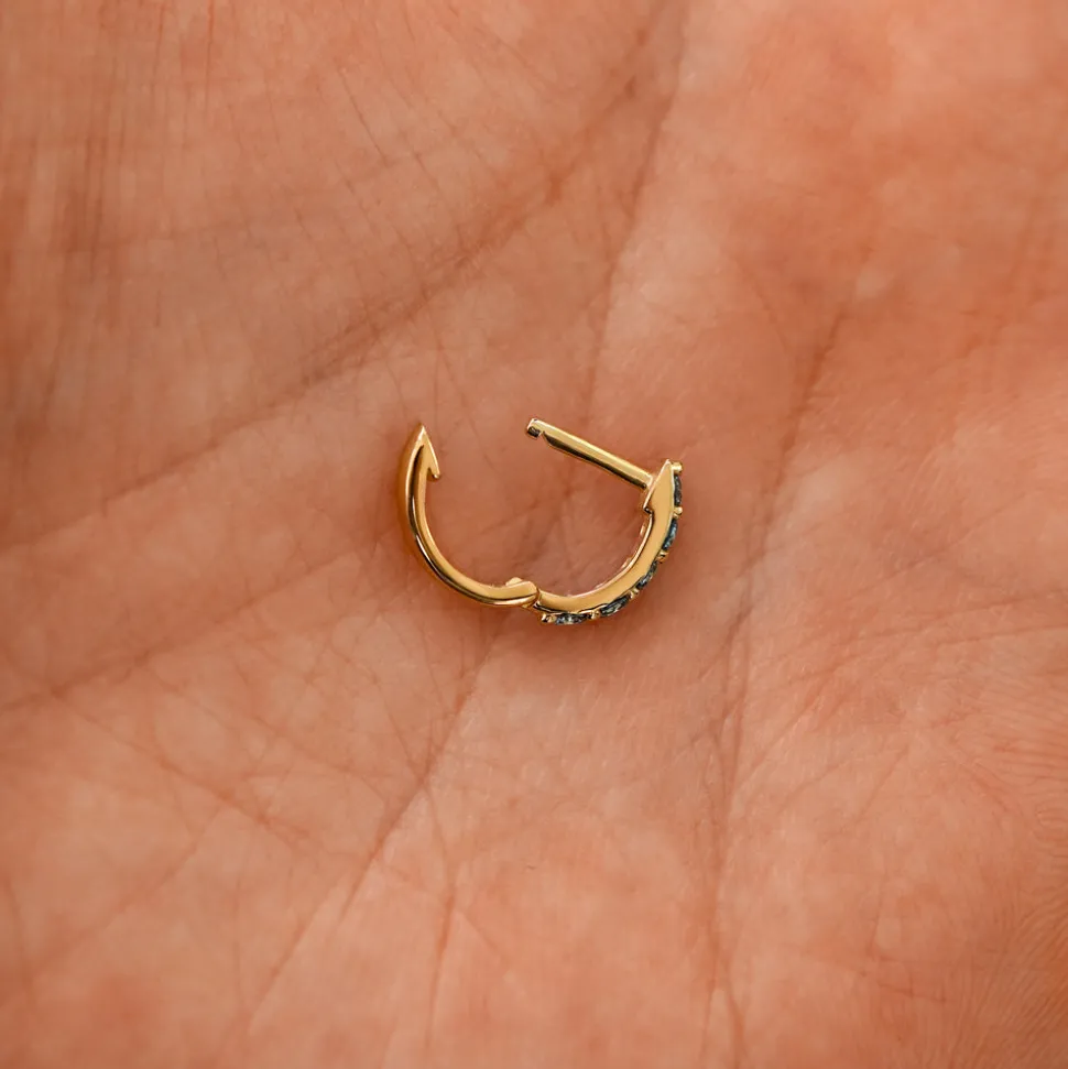 Light Blue Lab Diamond Huggie Hoop
