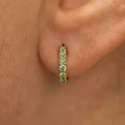 Light Green Lab Diamond Huggie Hoop