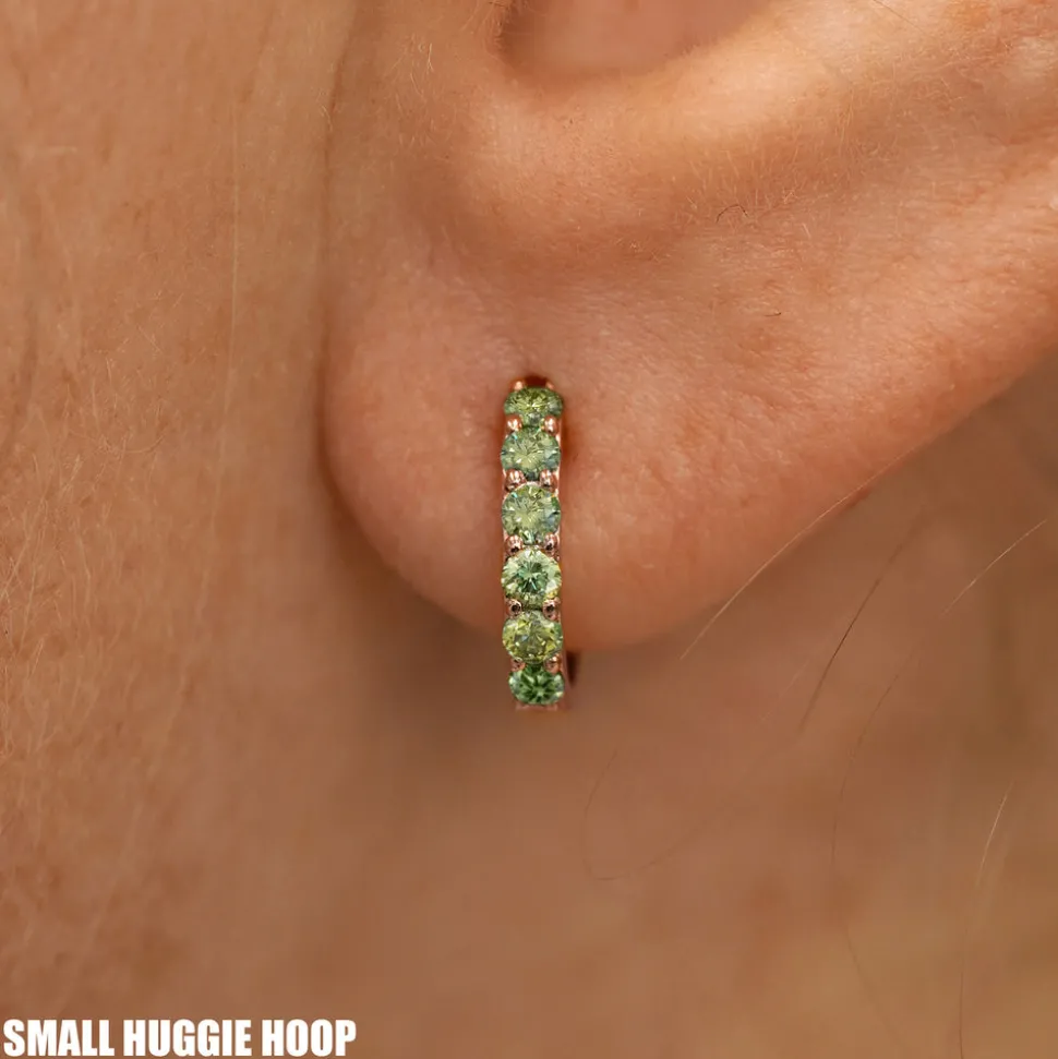 Light Green Lab Diamond Huggie Hoop
