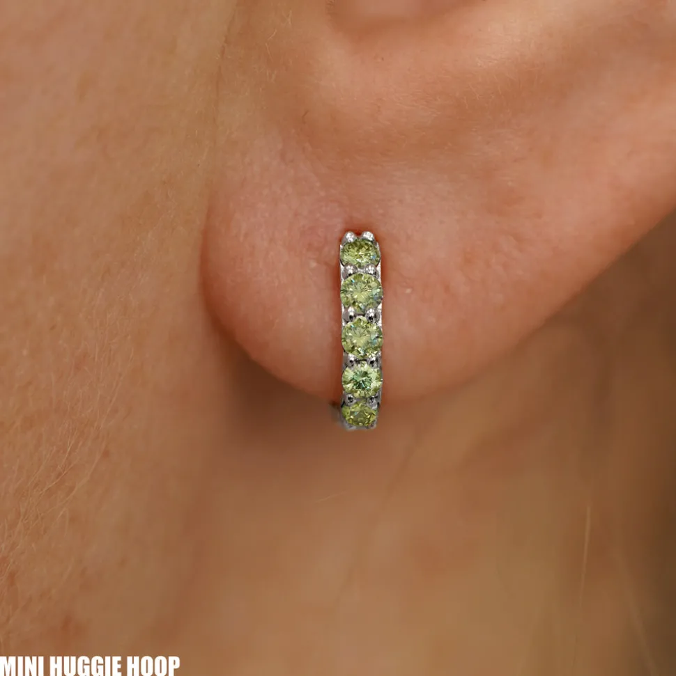 Light Green Lab Diamond Huggie Hoop