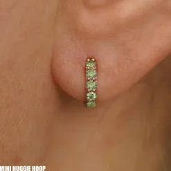 Light Green Lab Diamond Huggie Hoop
