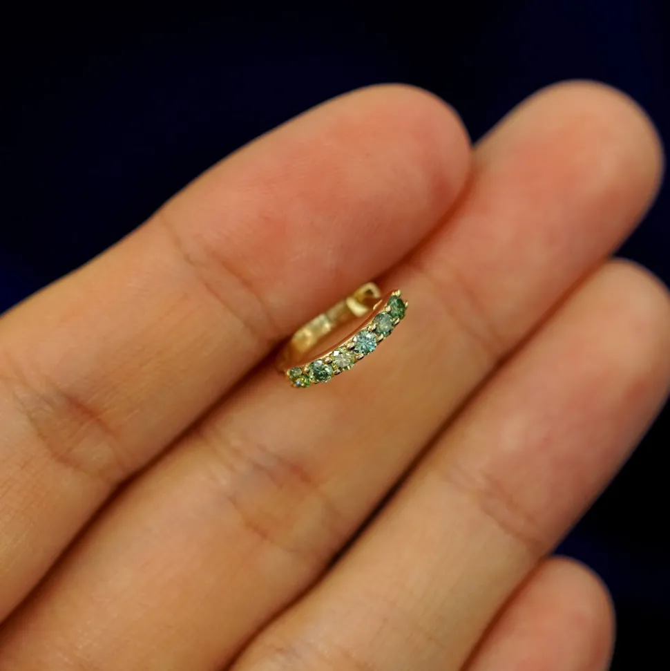 Light Green Lab Diamond Huggie Hoop