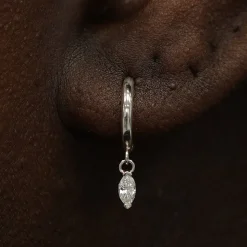 Marquise Lab Diamond Dangle Hoop