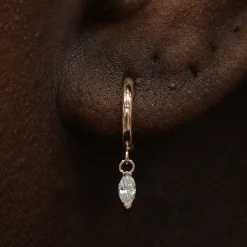Marquise Lab Diamond Dangle Hoop