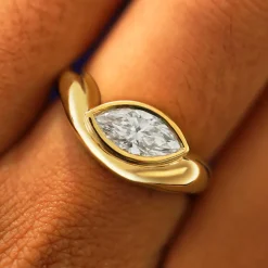 Marquise Lab Diamond Melted Ring