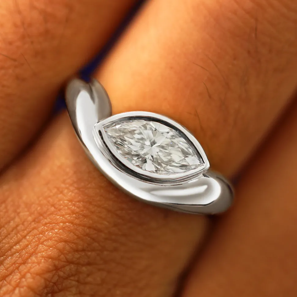 Marquise Lab Diamond Melted Ring