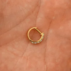 Opal Huggie Hoop