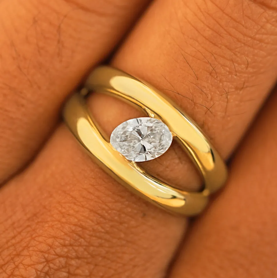 Oval Lab Diamond Tension Ring
