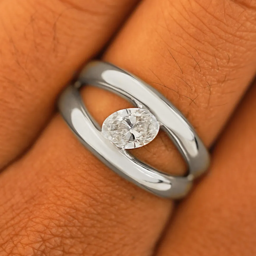Oval Lab Diamond Tension Ring