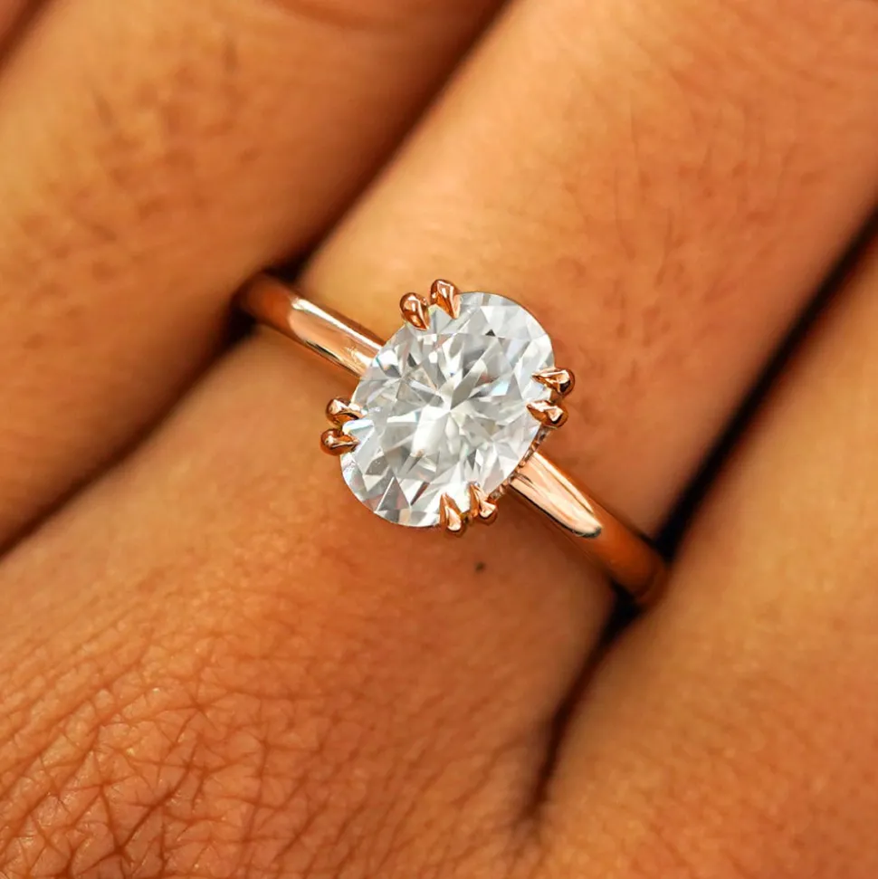 Oval Moissanite Halo Ring