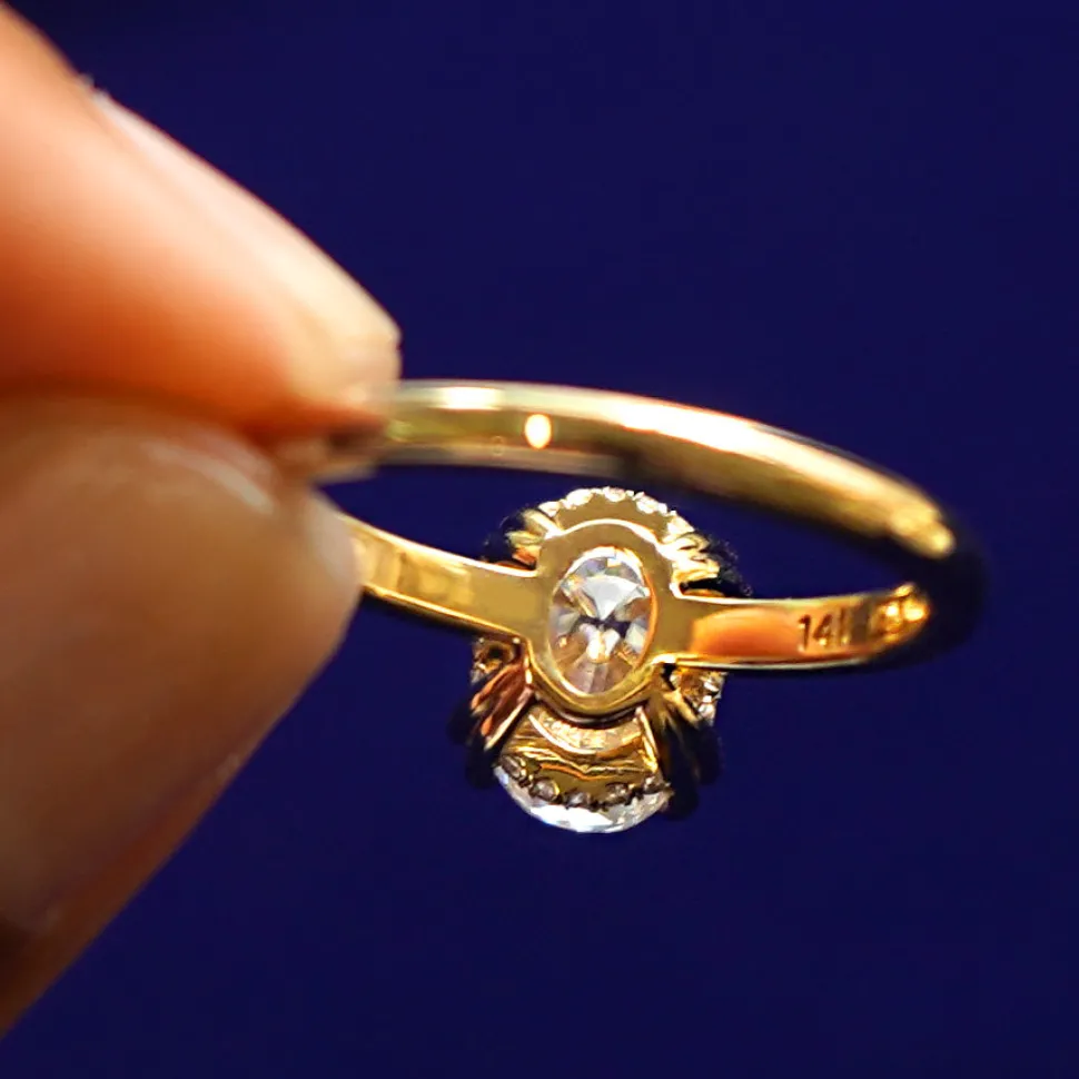 Oval Moissanite Halo Ring
