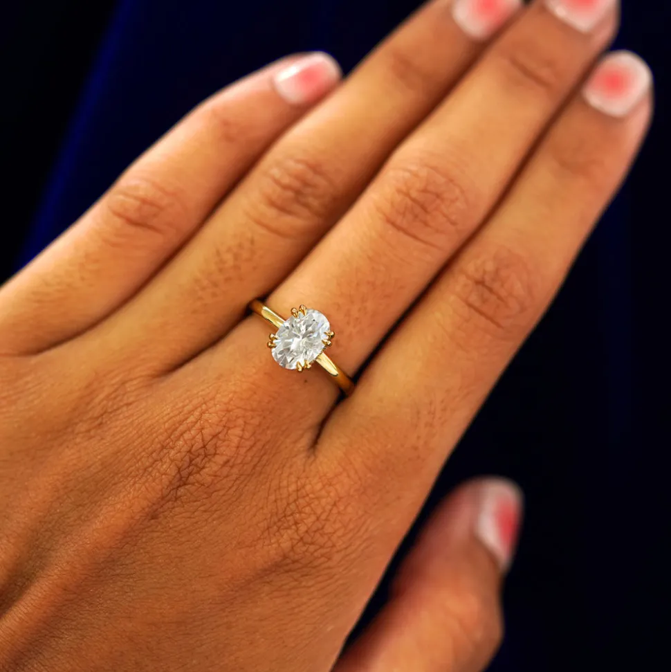 Oval Moissanite Halo Ring