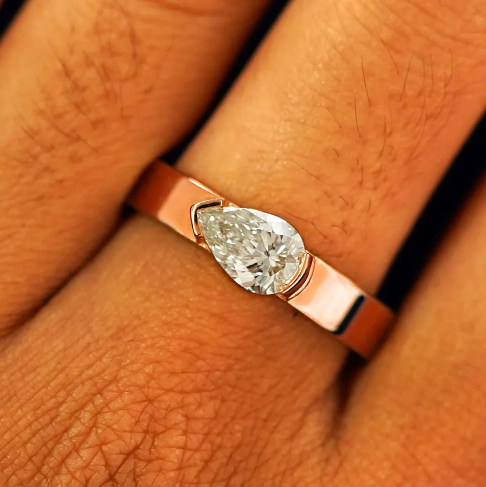 Pear Lab Diamond Ring