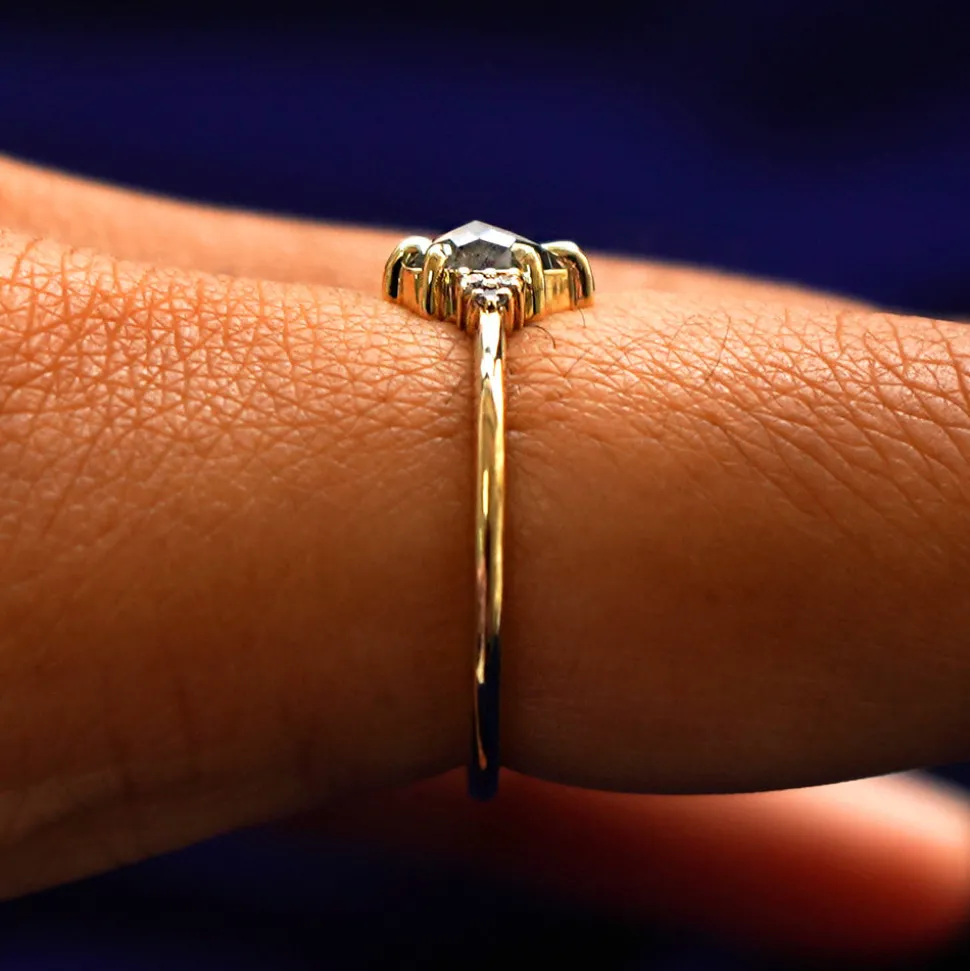 Pear Salt and Pepper Diamond Cluster Ring