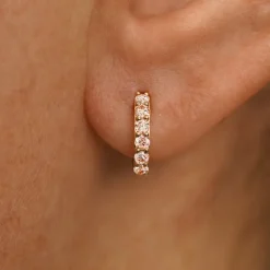 Pink Lab Diamond Huggie Hoop