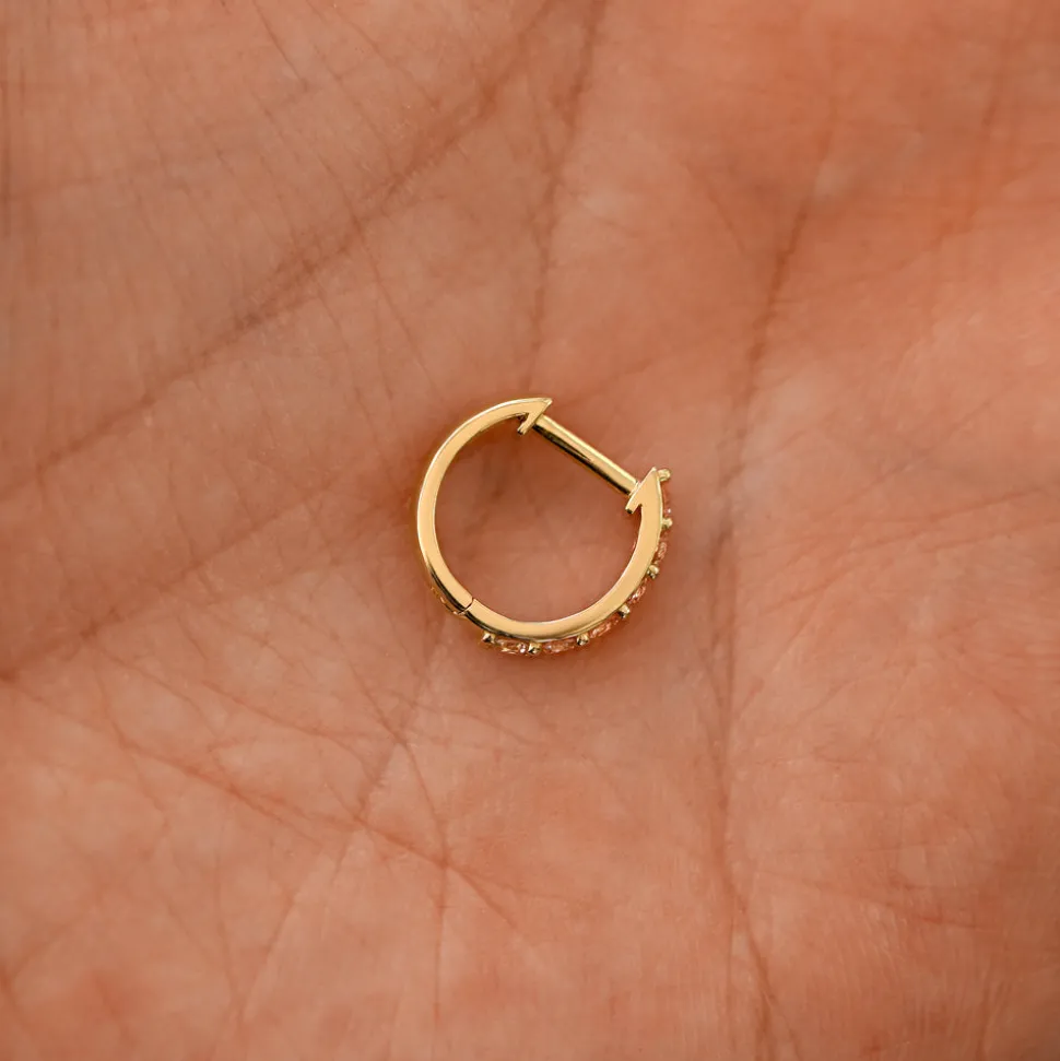 Pink Lab Diamond Huggie Hoop