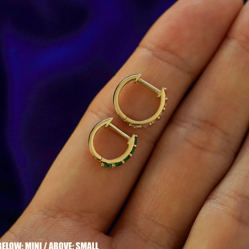 Pink Lab Diamond Huggie Hoop