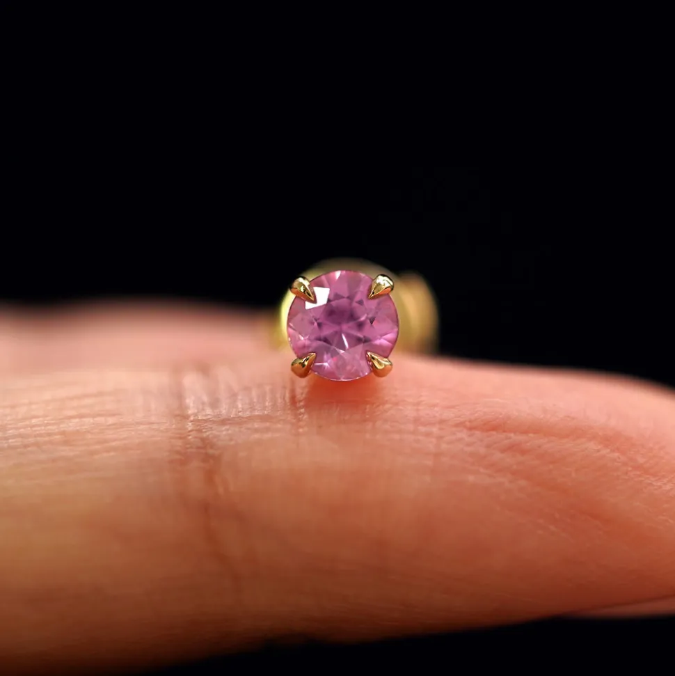 Pink Sapphire Pressure Lock Earring