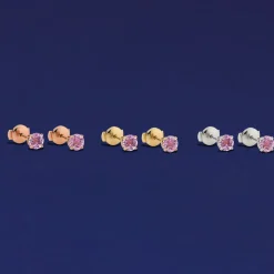 Pink Sapphire Pressure Lock Earring