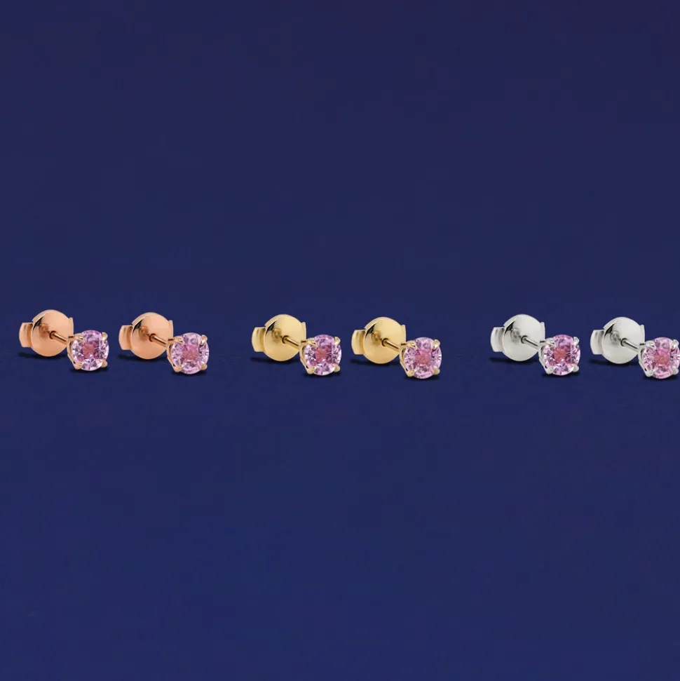 Pink Sapphire Pressure Lock Earring