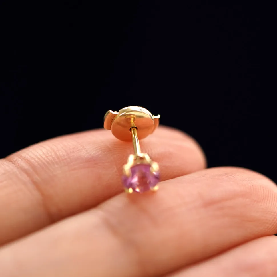 Pink Sapphire Pressure Lock Earring