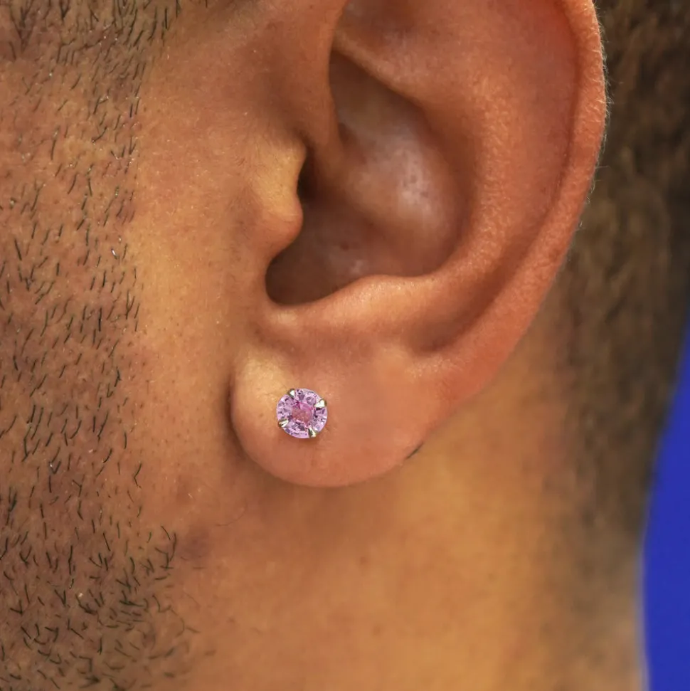 Pink Sapphire Pressure Lock Earring
