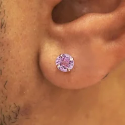 Pink Sapphire Pressure Lock Earring