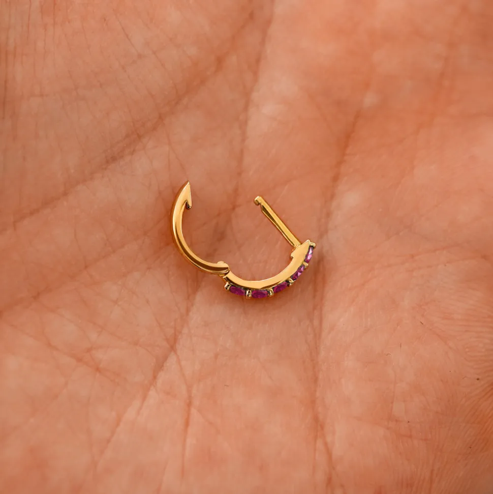 Ruby Huggie Hoop
