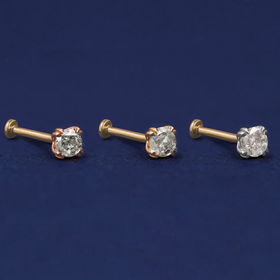 Salt and Pepper Diamond Flatback Piercing