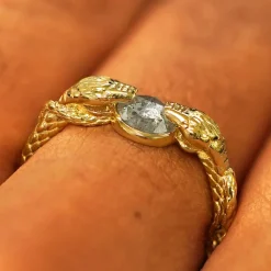 Salt and Pepper Diamond Guardian Snakes Ring