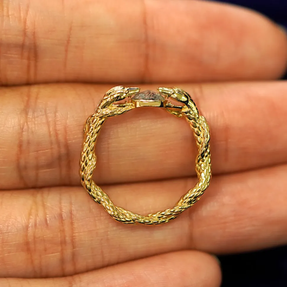 Salt and Pepper Diamond Guardian Snakes Ring