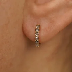 Salt and Pepper Diamond Huggie Hoop