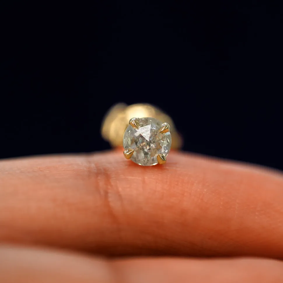 Salt and Pepper Diamond Pressure Lock Earring