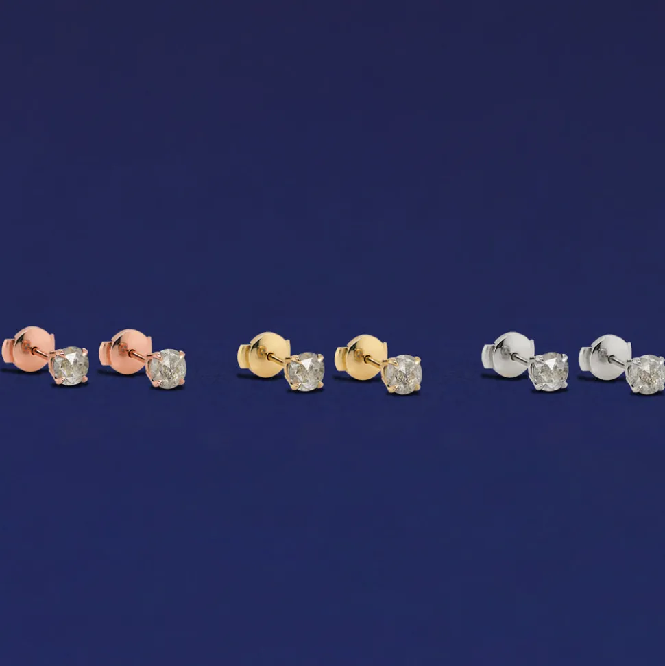 Salt and Pepper Diamond Pressure Lock Earring