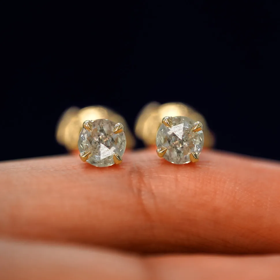 Salt and Pepper Diamond Pressure Lock Earring
