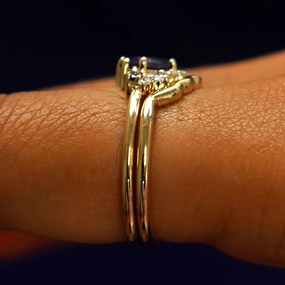 Sapphire and Diamond Cluster Ring with Band