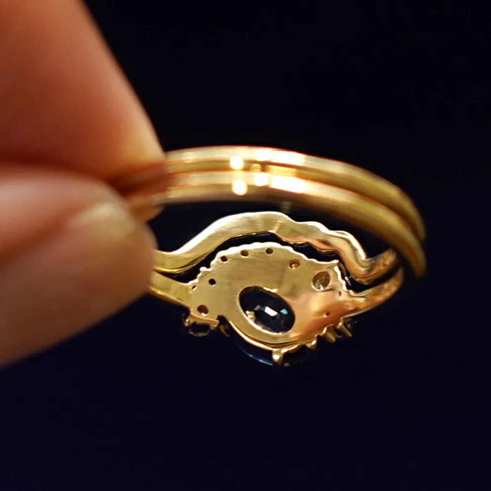 Sapphire and Diamond Cluster Ring with Band