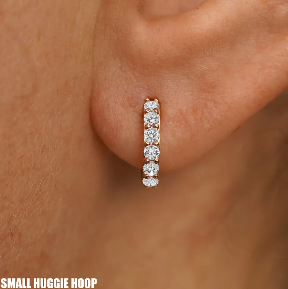White Lab Diamond Huggie Hoop