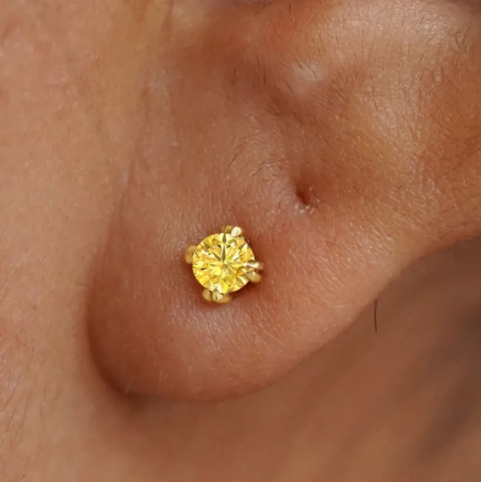 Yellow Diamond Earring