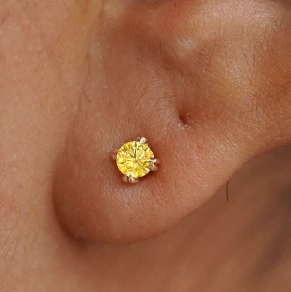 Yellow Diamond Earring