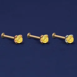 Yellow Diamond Flatback Piercing